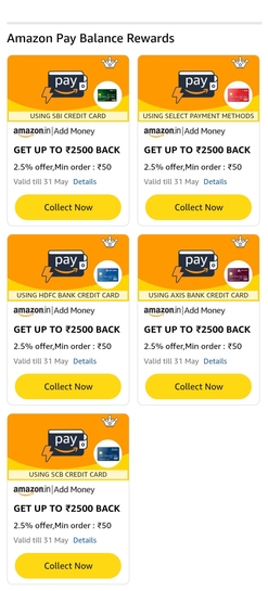 Amazon - add money using credit card & get 2.5% off UpTo 2500rs (user specific)