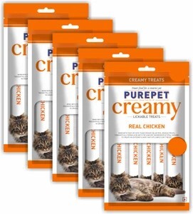 purepet Creamy Lickable Treat Chicken Cat Treat (375 g, Pack of 5)