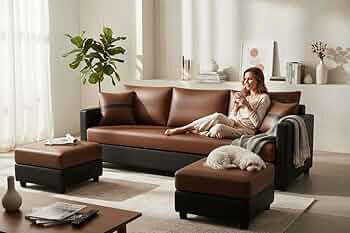 FURNY Opalz Premium 3 Seater Leatherette Sofa Set