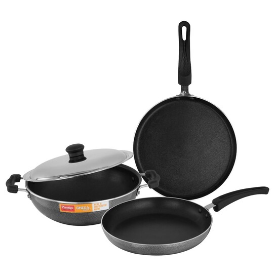 Prestige Non-Stick 3 Pc Cookware Set with Stainless Steel Lid