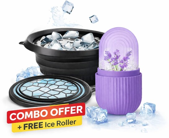 Glosstiy Glam Premium Ice Facial Combo Set with Free Ice Roller | Skin Tightening & Minimizing (30 ml)