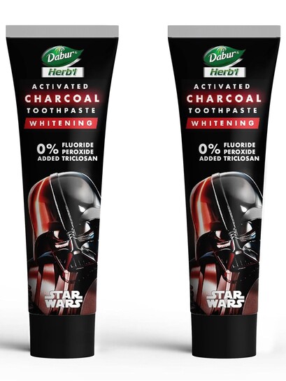 Dabur Herb'l Activated Charcoal & Mint Toothpaste - Star Wars Pack (Black Gel)- 240g (120gx2) 