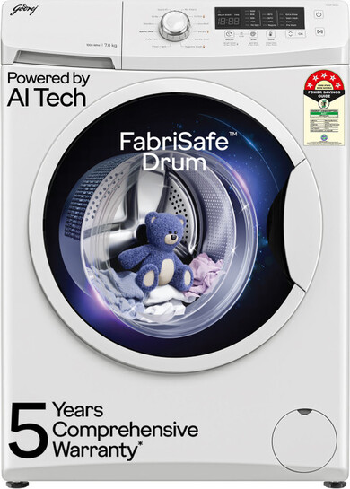 Godrej 7 kg Al Powered, FabriSafe Drum, Eco Wash Fully Automatic Front Load washing Machine