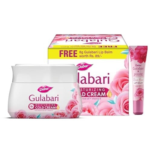 Dabur Gulabari Moisturizing Cold Cream 100gm + Lip Balm 8gm (Free) 