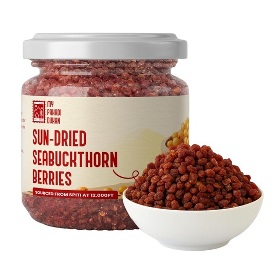 My Pahadi Dukan Himalayan Sea Buckthorn Berries 80g, Sun-Dried Wild Berries, Unsweetened Raw & Unprocessed, From Spiti Valley Himachal, Rich in Omega 3...