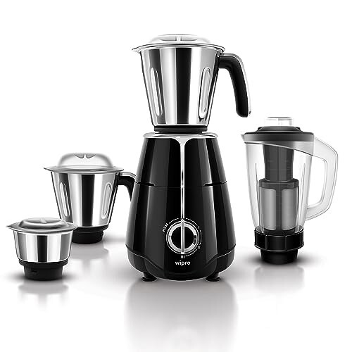 Wipro Elato FMG206 1000 Watt Mixer Grinder with 4 Jars,Heavy Duty , Black