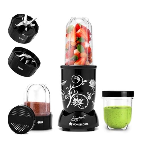 Wonderchef Nutri-blend 500W Mixer Grinder, 22000 RPM Motor, Black