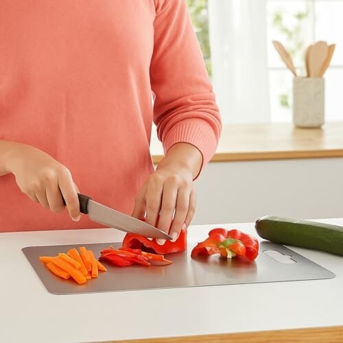 Amazon Brand- Solimo Double-Sided Stainless Steel Cutting Board [select medium size]