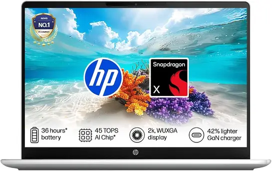 HP Omnibook 3, Snapdragon X Processor (16GB LPDDR5x, 512GB SSD, 2K, WUXGA, IPS, 14'') AI Laptop