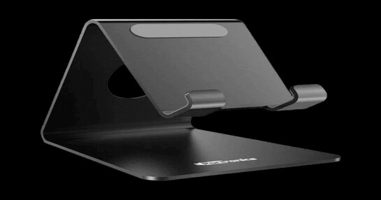 Portronics MODESK Universal Mobile Holder Stand with Metal Body, Anti Skid Design, Light Weight for All Smartphones, Tablets, Kindle, iPad(Black)