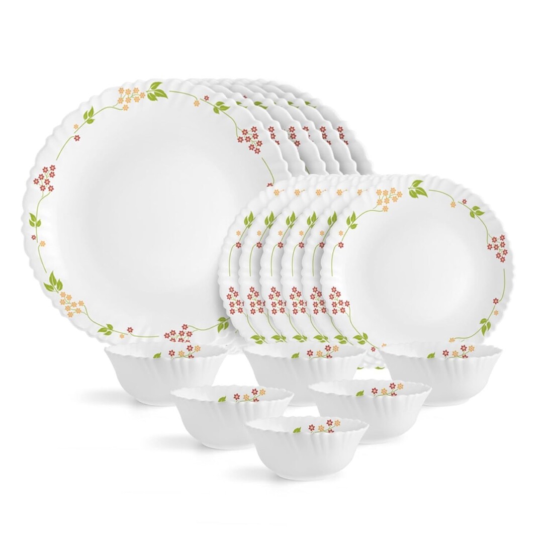 59% off on - CELLO Secret Garden Dazzle Series Opalware Dinner Set of 18 Pieces for Family of 4  - Rs. 851