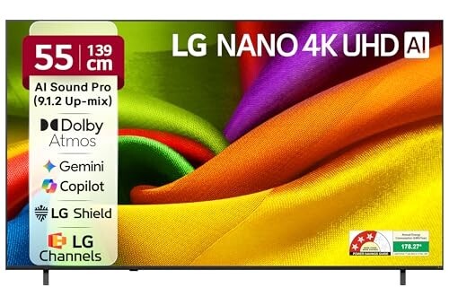 LG 139 cms (55 inches) NU87 AI Series 4K Ultra HD Smart webOS VA LED TV 55NU870BPLA