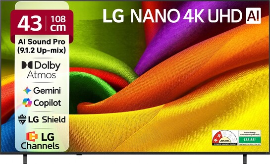 AI NANO NU87 108 cm (43 inch) Ultra HD (4K) LED Smart WebOS TV 2026 Edition (43NU870BPLA)
