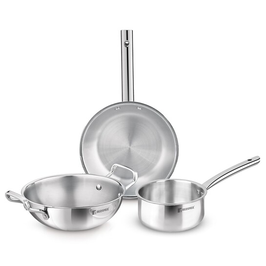 Bergner TriPro 3 Piece Tri-Ply Stainless Steel Induction Bottom Cookware Set