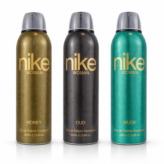Nike Women Deodorant Spray Pack - Honey, Oud & Musk Long Lasting Fragrance Body Spray | 24H Freshness | 200ml Each