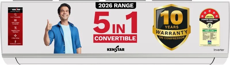 53% off on - Kenstar 2026 Model 1.5 Ton 5 Star Split Inverter 5-in-1 Convertible (155IPG26WKS, White) - Rs. 28240