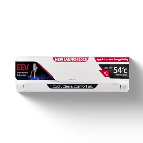 Hitachi 1 Ton 3 Star, New Star rated, Inverter Split AC 