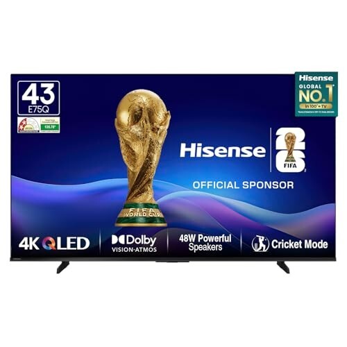 Hisense 108 cm (43 Inches) 4K Ultra HD Smart QLED TV | 48W Powerful Speakers (Black)