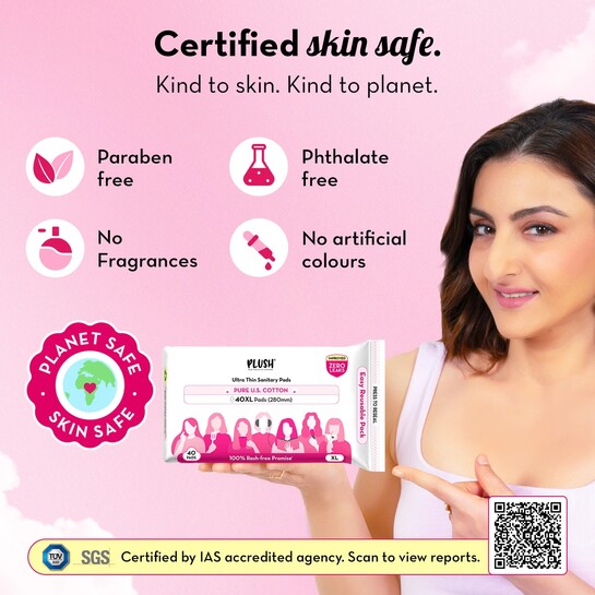Plush Sanitary Pads XL Pack of 40 (Rs 5.2 price per pad)
