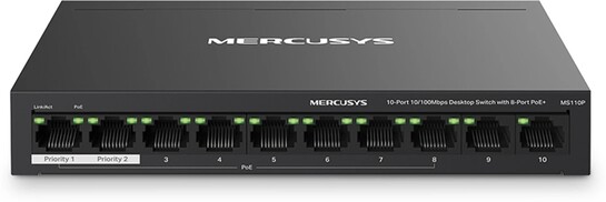 Mercusys MS110P 10 Ports 100 Mbps Unmanaged Network Switch (Black)
