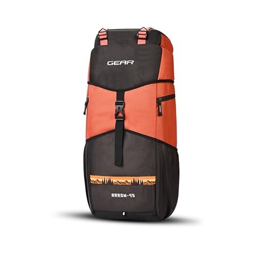Gear Outdoor 3 25"/45L Extra Large Water Resistant 4 Compartment Rucksack/Travel Bag/For Unisex(Orange-Brown)