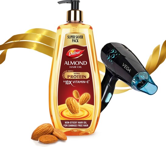 Dabur Hair Styling Kit | Almond Hair Oil- 650ml + Vega Glow Glam ...more