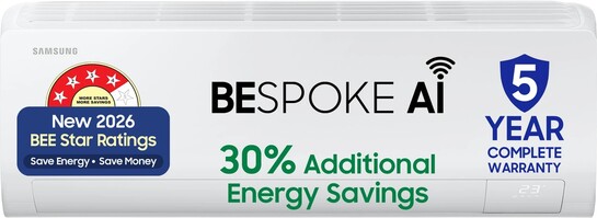 Samsung Bespoke AI 2026 Model 1.5 ton 4 Star Split Inverter  AC (AR50H18D14HNNA,,AR50H18D14HXNA, White)
