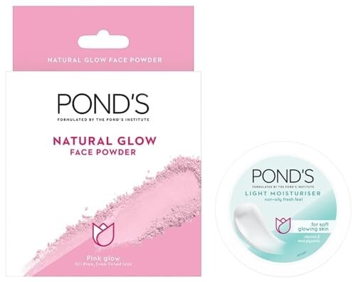 POND'S Light Face Moisturizer 200 ml, Daily Lightweight Non-Oily Cream with Vitamin E for Soft Glowing Skin, SPF 15 - With Vitamin C & Niacinamide&Pond's Natural Glow Face Powder, Pink Glow - 30G