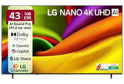 LG 108 cms (43 inches) NU87 AI Series Nano 4K Ultra HD Smart webOS VA LED TV 43NU870BPLA
