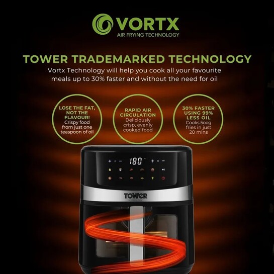 Tower Vortx Digital Vision 6.3L | 1600W | 9 Preset Menus | Bake, ...more