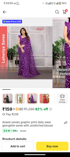 Georgette saree with unstitched blouse