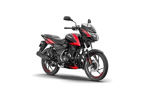 Bajaj Pulsar 125 Disc Carbon Graphics Motorcycle, Split Seat, Ebony Black Racing Red