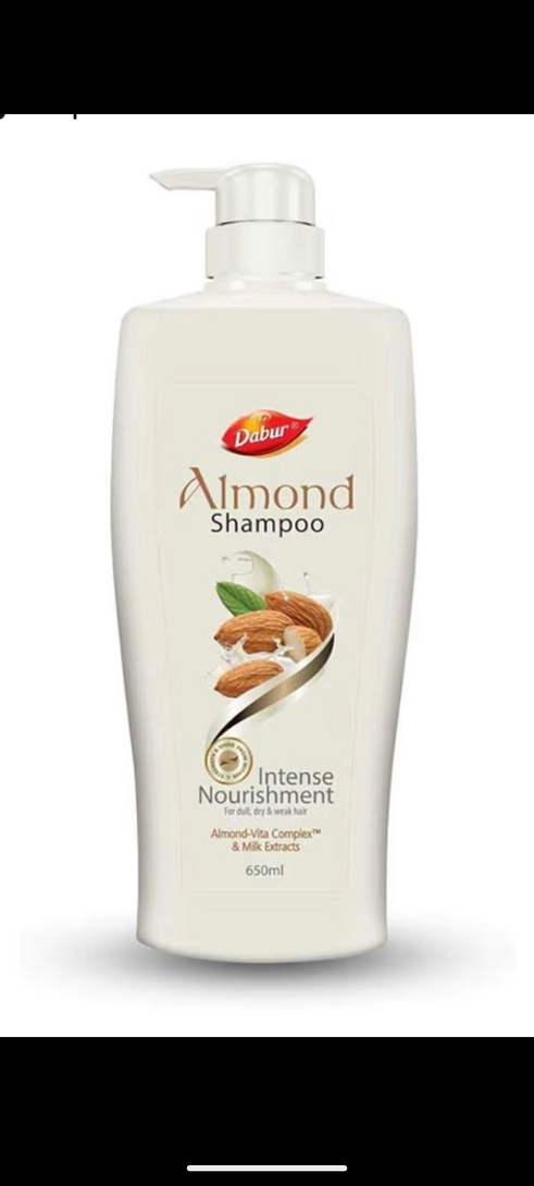 Dabur Almond Shampoo - 650 ml | For Nourished & Smooth Hair | Intense Nourishment | Helps in Hair Strenghtening | With Almond-Vita Complex & Milk Extracts