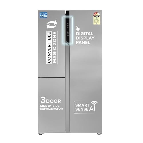 Haier 598L Frost Free 3-Door 3 Star Side by Side Refrigerator (HRT-683ISU1, Inox Steel)