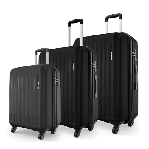 Safari Genius Alley Set of 3 (Cabin + Medium + Large) Trolley Bags, Black