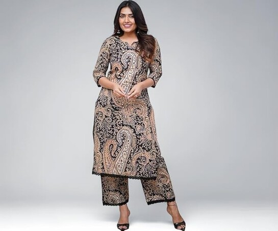 Nermosa Women Viscose Printed Straight Kurta Pant Set