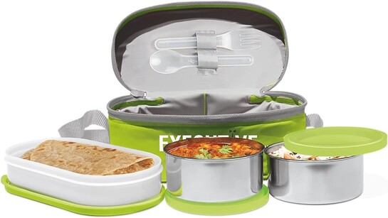 MILTON Executive Lunch Box, 2 Round Inner Steel Round Containers 280ml ...