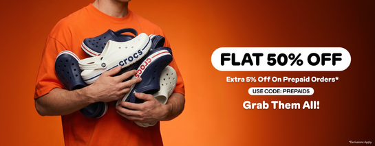Crocs - Flat 50% off + Extra 5% off on prepaid | Grab Them All