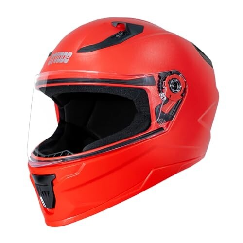 STUDDS Raider Street ISI Certified Full Face Helmet for Men and Women with Clear Visor (Red - L)