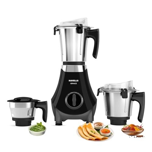 [Coupon + HDFC CC] Havells Grace BLDC+ 800W Mixer Grinder | 3 Jars | Silent & Powerful Grinding | Lifetime Motor Warranty