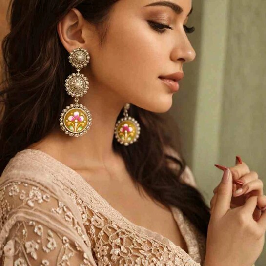 (Apply Coupon ) Buy Brass Silver Pearl Dangler  @255