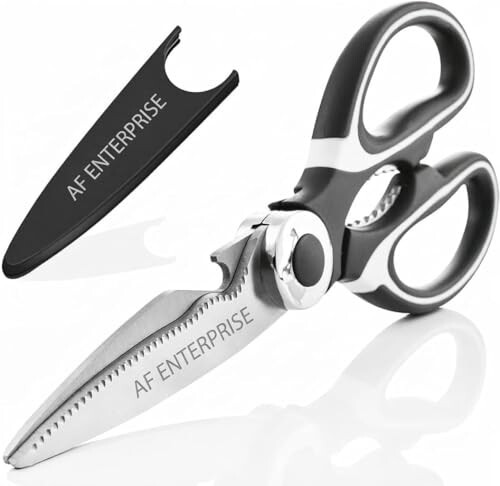 Multi Purpose Kitchen Scissors Premium Stainless Steel Heavy Duty Kitchen Shears with Bottle Opener | Food Scissors for Meat, Chicken, Seafood, Vegetables, Herbs & BBQ | Strong Grip Non-Slip Handle