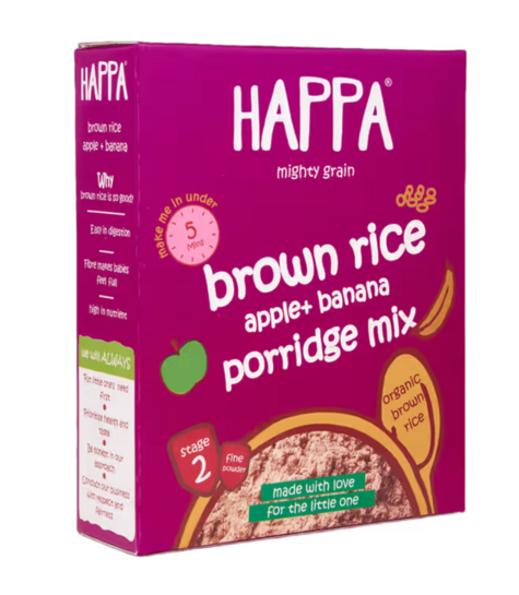 Instamart : Happa Organic Baby Cereal – Brown Rice, Apple & Banana | No Sugar & Preservatives