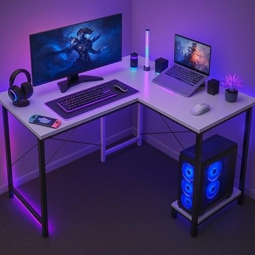 Callas L Shaped Computer Desk - Gaming Corner 50 Inch PC, Computer ...