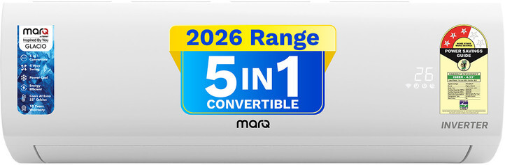 MarQ by Flipkart 2026 Model 1.5 Ton 3 Star Split Inverter 5-in-1 Convertible with Turbo Cool Technology AC