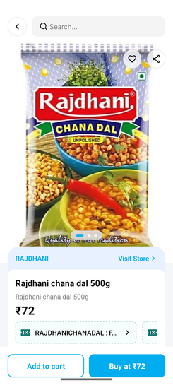 Rajdhani Chana dal 500 gm @42