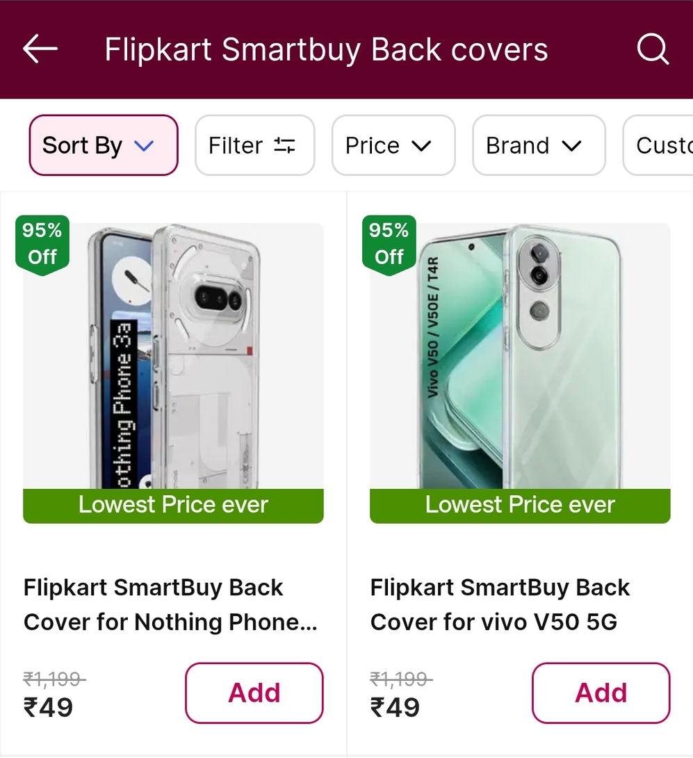 Minutes : Flipkart Smartbuy Back Covers Start at ₹49