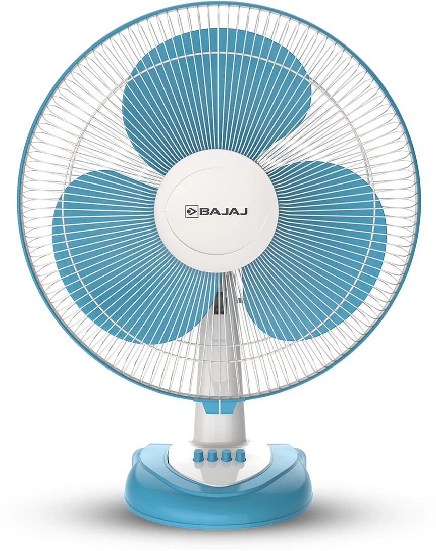 BAJAJ Crest Neo with 2 Year Warranty 400 mm Table Fan (Fiji Blue & White | Pack of 1)