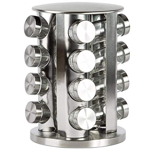 [MRP ERROR] FEELING MALL Revolving Spice Tower | 16 Jar Stainless Steel Rack