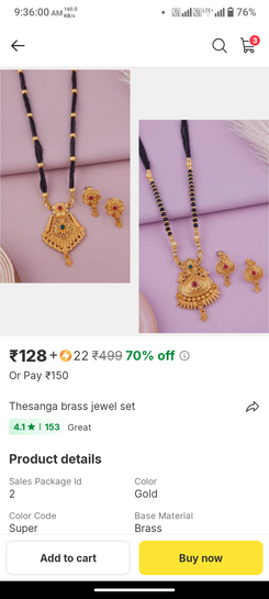 Thesanga brass jewel set pack of 2